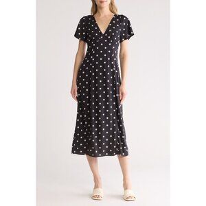 Madewell Black Polka Dot Midi Dress